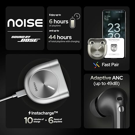 Noise Master Buds, Sound by Bose in-Ear Bluetooth Earbuds,(Onyx Black)Adaptive ANC