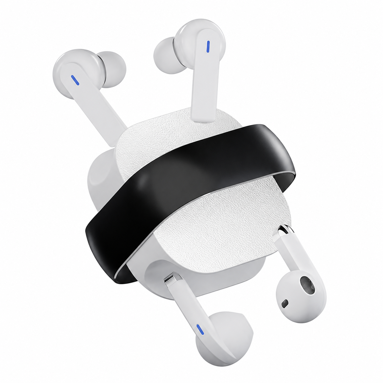 Metron TWS Wireless Earbuds with Stylish Round Charging Case, Bluetooth 5.3 & HD Sound
