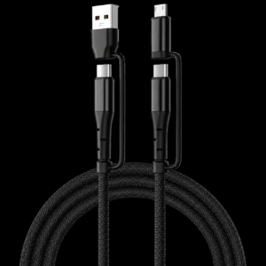 Metron 3-in-1 Fast Charging Cable | USB Multi Charging Cable | Type-C + Micro USB + Lightning Support | Braided Data Cable