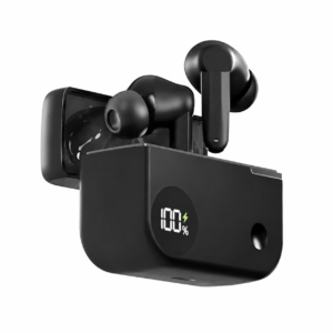Metron TWS Wireless Bluetooth Earbuds with Digital Display & Charging Case | Deep Bass Sound | Touch Control | Fast Charging | Black