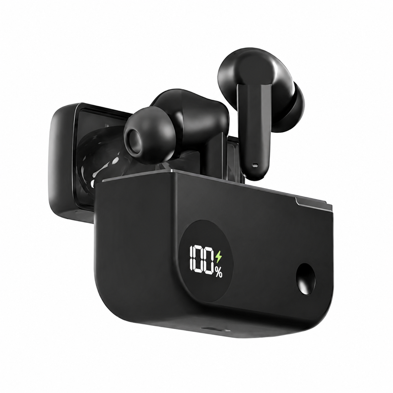 Metron TWS Wireless Bluetooth Earbuds with Digital Display & Charging Case | Deep Bass Sound | Touch Control | Fast Charging | Black