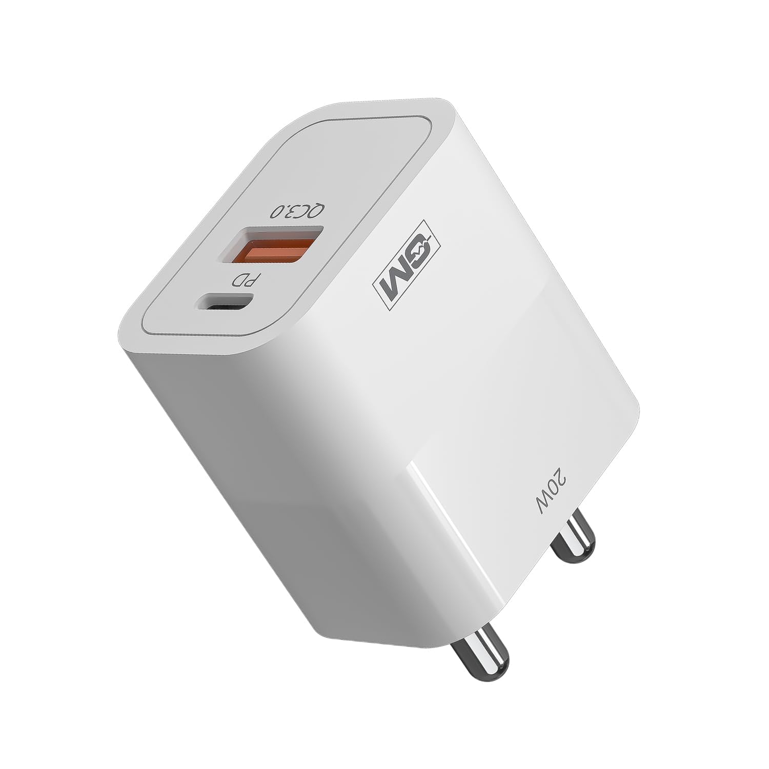 Metron G+ 20W Dual-Port Charger - Compact Design with High Power Delivery, Combined Output of Dual Port 24W | 2-in-1 PD QC 3.0 Charger, Type C and USB A Adaptor for iPhones and Android Phones.