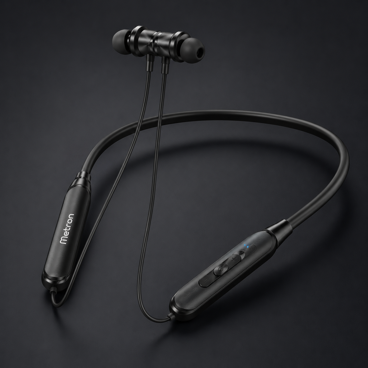 Metron Premium Wireless Bluetooth Neckband Earphones with Deep Bass, Magnetic Earbuds, HD Calling & Long Battery Backup