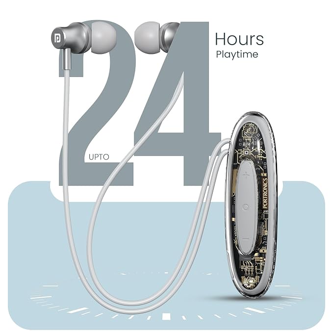 Metron Wireless Neckband Earphones with Magnetic Earbuds, ENC Calling & Transparent Controller Design - Image 4