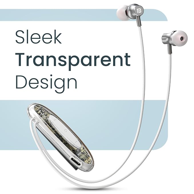 Metron Wireless Neckband Earphones with Magnetic Earbuds, ENC Calling & Transparent Controller Design - Image 2
