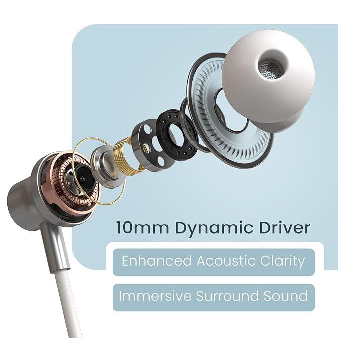 Metron Wireless Neckband Earphones with Magnetic Earbuds, ENC Calling & Transparent Controller Design - Image 3