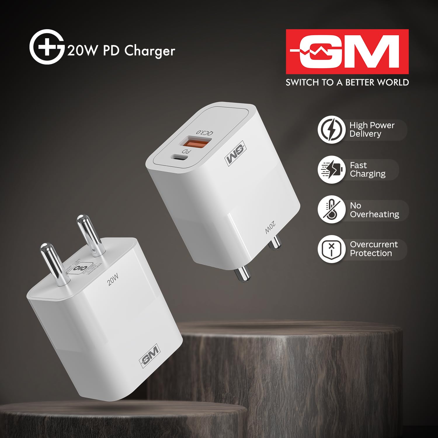 Metron G+ 20W Dual-Port Charger - Compact Design with High Power Delivery, Combined Output of Dual Port 24W | 2-in-1 PD QC 3.0 Charger, Type C and USB A Adaptor for iPhones and Android Phones. - Image 2