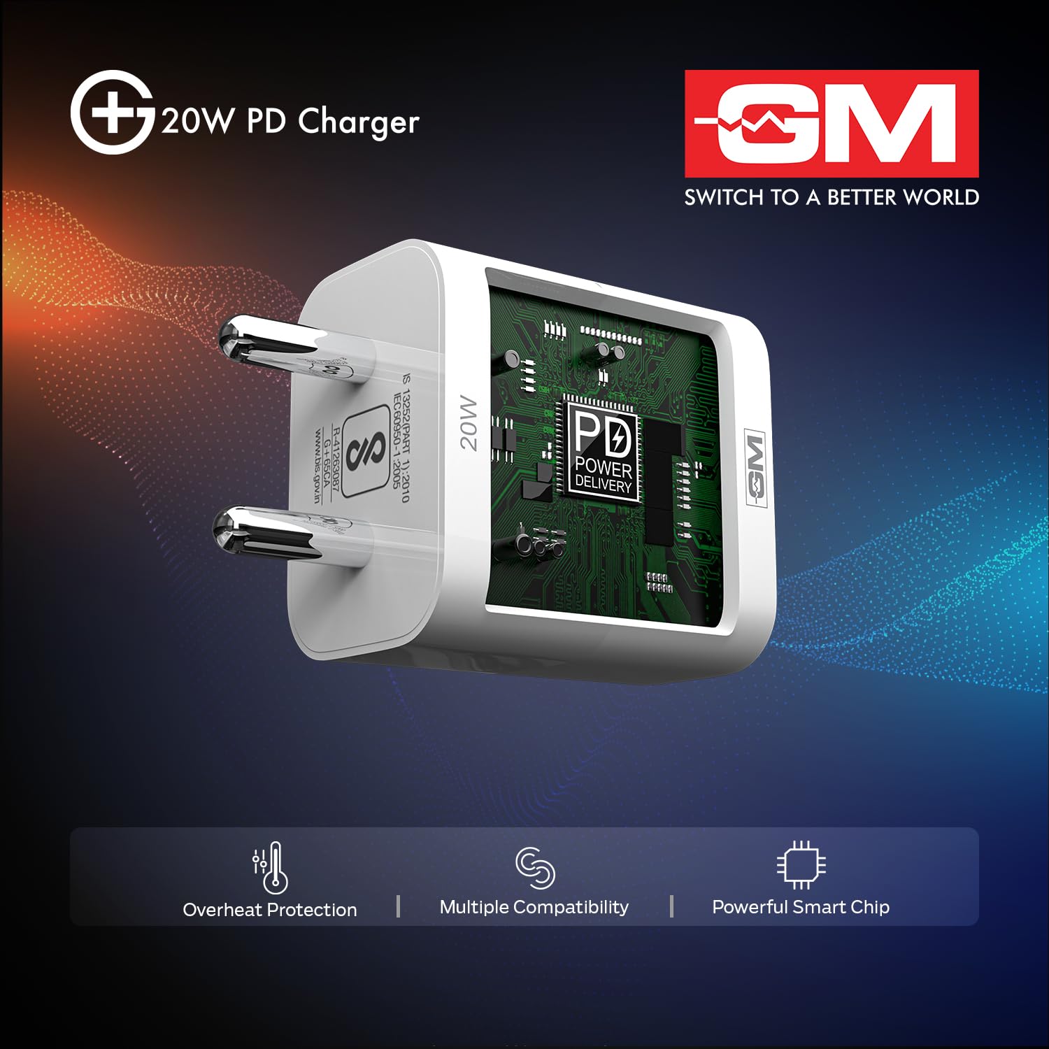 Metron G+ 20W Dual-Port Charger - Compact Design with High Power Delivery, Combined Output of Dual Port 24W | 2-in-1 PD QC 3.0 Charger, Type C and USB A Adaptor for iPhones and Android Phones. - Image 3