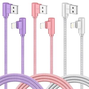 Metron 90 Degree Braided Lightning USB Cable for iPhone | Fast Charging & Data Sync Cable | Nylon Braided Durable Charging Wire