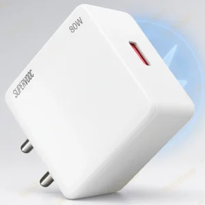 Metron  80 W SuperVOOC 3 A Wall Charger for Mobile with Detachable Cable (White, Cable Included)