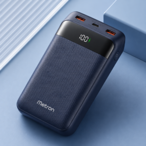 Metron Power Bank 4i 20000mAh 33W Super Fast Charging PD |Smart 12 Layer Protection|Type C Input & Output|Triple Output Ports|Supports Android,Apple, Tablets, Earbuds,Watch(MI Powerbank),Black
