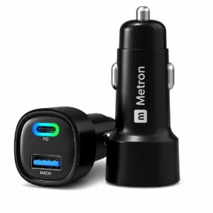 Metron 38W PD & QC 3.0 Fast Car Charger | Dual USB Port Car Mobile Charger