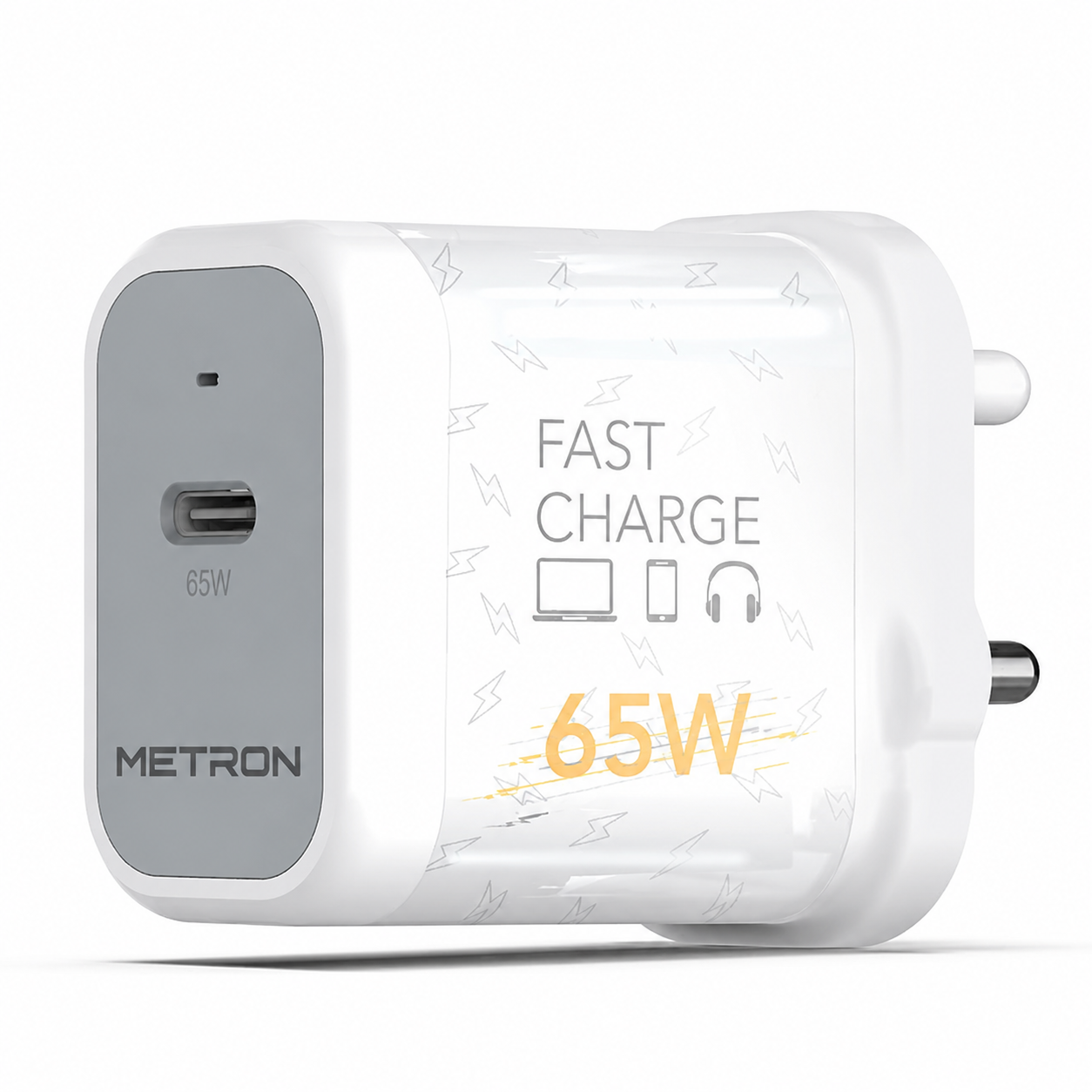 Metron 65W Fast Charger Adapter | Type C PD Charger | Super Fast Charging Wall Charger for Mobile, Tablet & Laptop