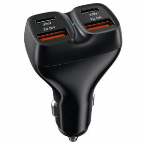 Metron 33W Fast Car Charger | Dual USB + Type C PD Output | 22.5W QC Fast Charging Car Adapter