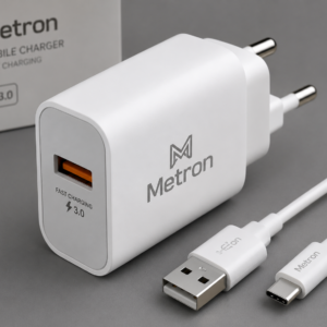 Metron 3.0 Fast Charging Mobile Charger with Type-C Cable | Single USB Port Wall Adapter | Universal Smartphone Charger