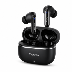 Metron Buds Wireless 5 ANC in Ear Bluetooth Headphones,50dB ANC, 13.6mm Dynamic Bass Driver,360° Spatial Audio,45ms Low Latency,Upto 38hrs Playback,IP55 Rating,Dual Device Connection (Midnight Black)