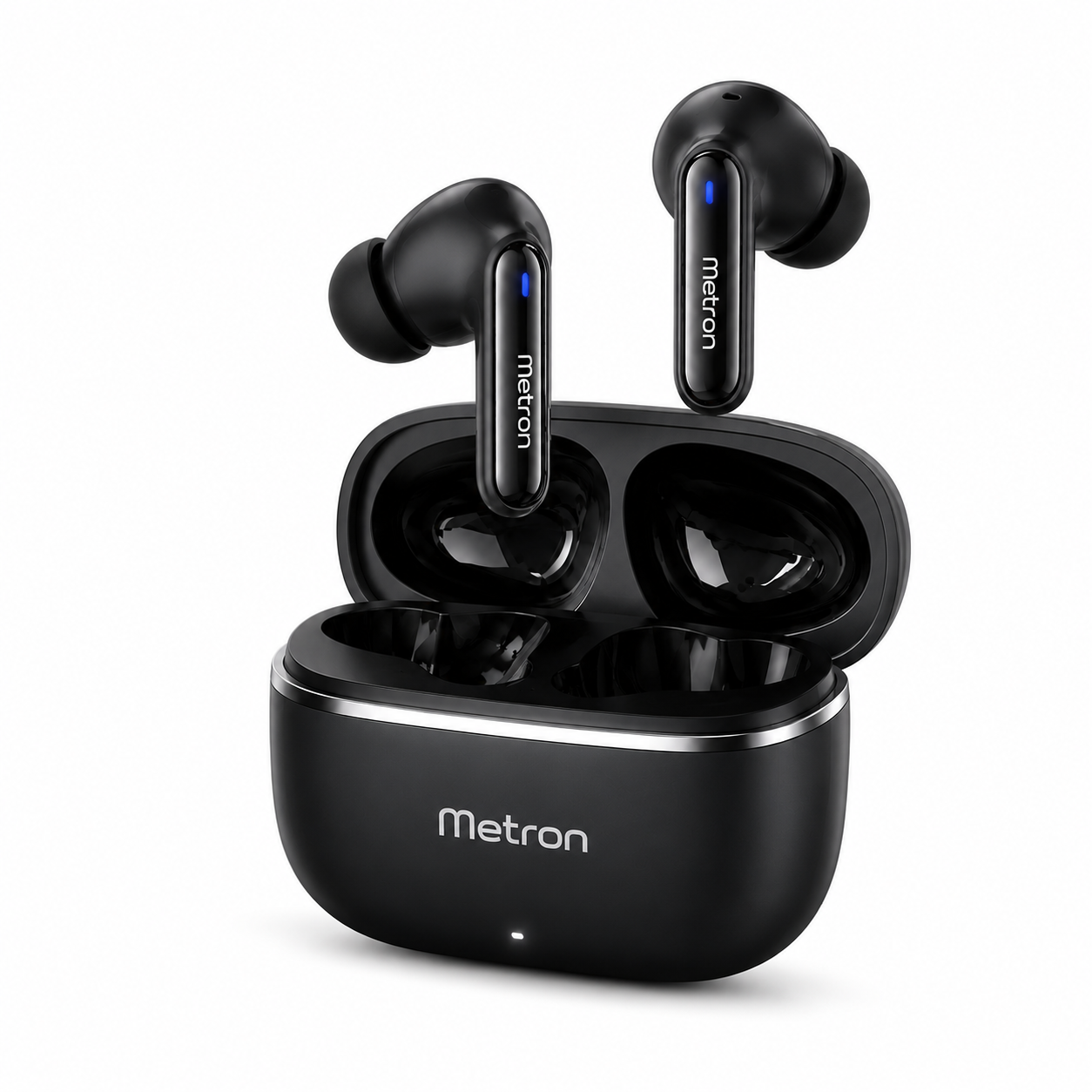 Metron Buds Wireless 5 ANC in Ear Bluetooth Headphones,50dB ANC, 13.6mm Dynamic Bass Driver,360° Spatial Audio,45ms Low Latency,Upto 38hrs Playback,IP55 Rating,Dual Device Connection (Midnight Black)