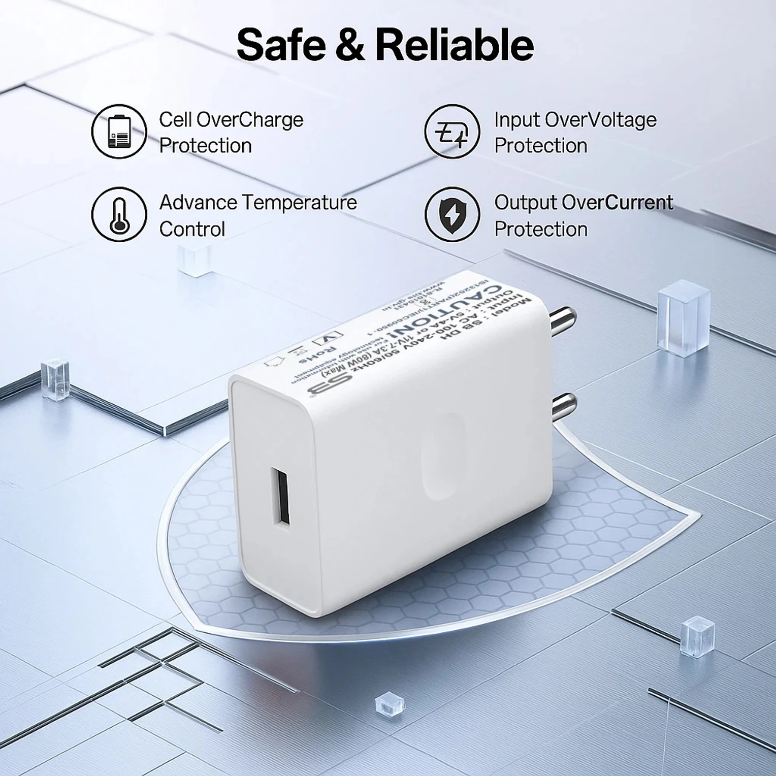 Metron 80W Fast Charging Adapter with Type-C Cable | USB Wall Charger | Fast Charger for Android Smartphones, Tablets & Earbuds - Image 2