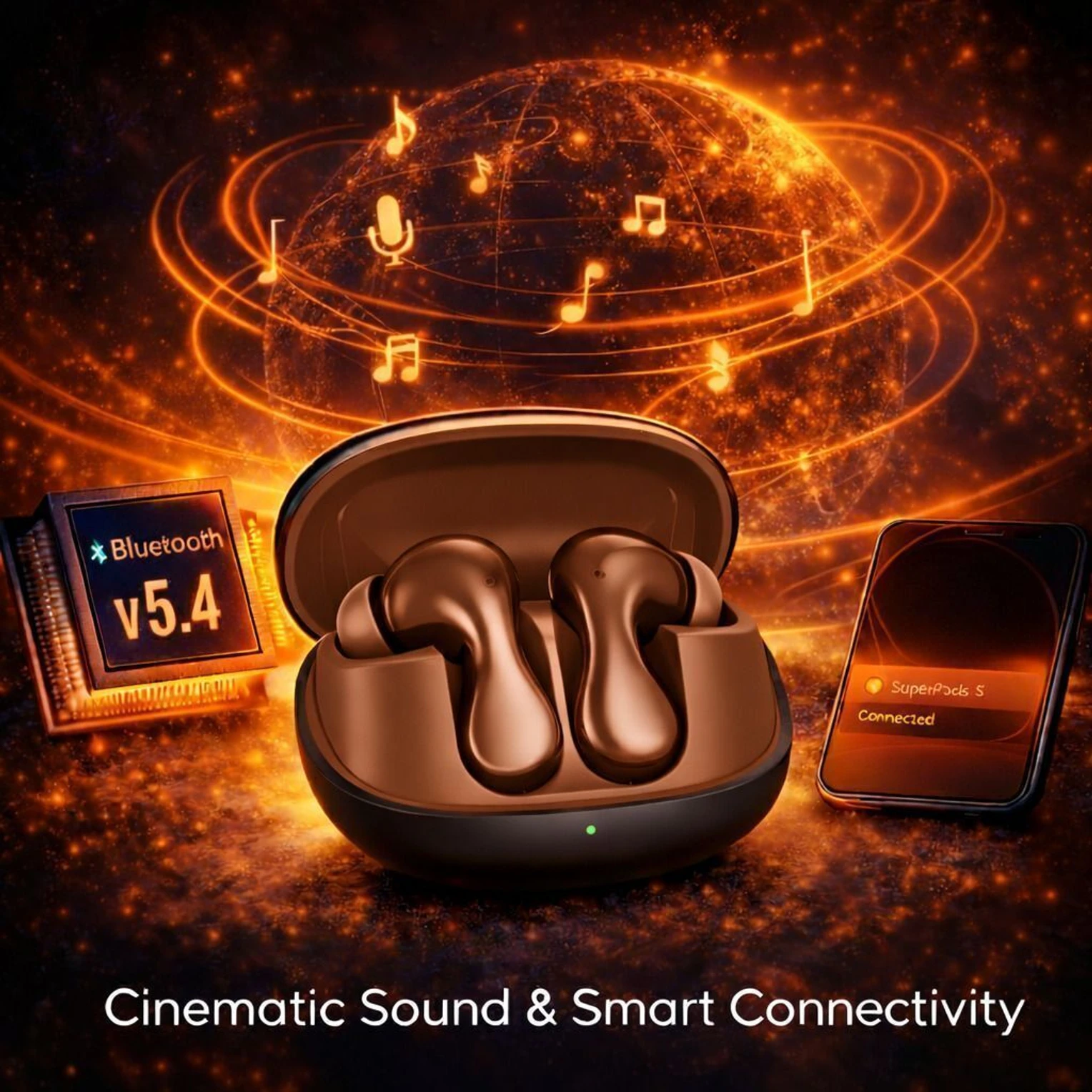 Metron Luxury Metallic TWS Earbuds with Deep Bass & Smart Charging Case - Image 3