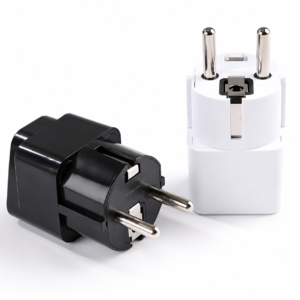 METRON Universal EU Plug Adapter | 2-Pin Travel Power Converter | Compact & Durable Charging Adapter (Black & White)