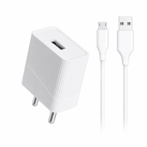 METRON 10W Fast USB Wall Charger with Micro USB Cable | 2.1A Fast Charging Adapter | Single USB Port | Mobile Charger for Android Smartphones, Earbuds & Accessories (White)