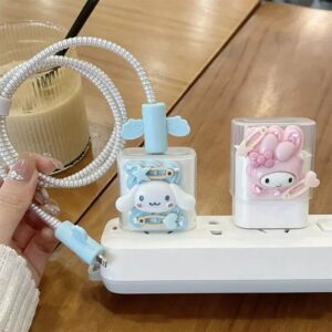 METRON Cute Cartoon 3-in-1 Fast Charging Data Cable | Type-C, Lightning & Micro USB | Retractable Spring Cable