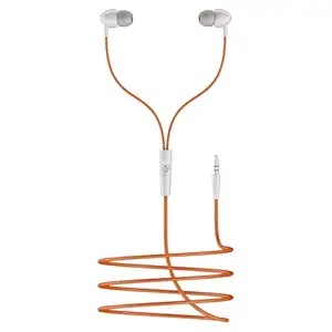 METRON Wired In-Ear Earphones with 3.5mm Jack, Built-in Microphone, Deep Bass Stereo Sound, Tangle-Resistant Cable for Android, Laptop & Tablet (Orange)
