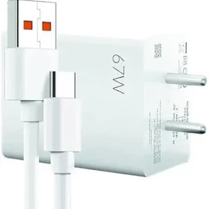 Metron 67W Fast Charging USB Wall Charger with USB-C Data Cable | High-Speed Mobile Charger Adapter