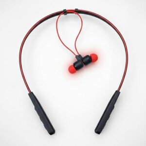 METRON Wireless Bluetooth Neckband Earphones | Deep Bass Sound | Magnetic Earbuds | Built-in HD Mic | Bluetooth 5.3 | Black & Red