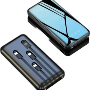 METRON 10000mAh Fast Charging Power Bank with Built-in Multi Charging Cables | Digital Display | Portable Backup Battery