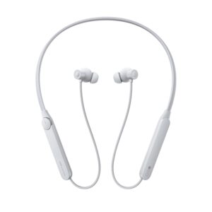 Metron Wireless Bluetooth Neckband Earphones with Deep Bass, ENC Calling & Long Battery Backup – White