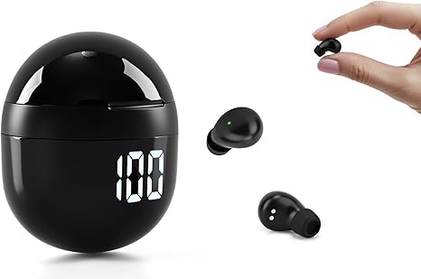 Metron Mini TWS Bluetooth Earbuds with LED Digital Display, Compact Charging Case & Deep Bass Sound