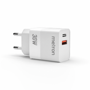 Metrol 30W Fast Charging USB + Type-C Mobile Charger Adapter (White)