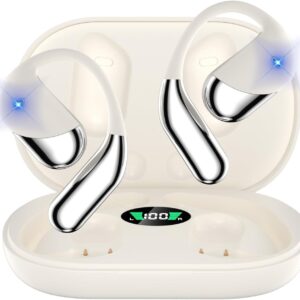 METRON TWS Bluetooth Earbuds with LED Display | Wireless Earphones | ENC HD Calling | Touch Control | Sports Earbuds (White)
