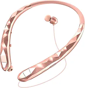 Metron Wireless Bluetooth Neckband Earphones – Premium Metallic Finish (Rose Gold)