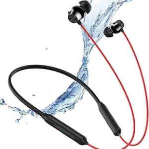 METRON Wireless Bluetooth Neckband Earphones | Deep Bass Sound | Magnetic Earbuds | HD Calling Mic | Bluetooth 5.3 | Sweat Resistant | Black & Red