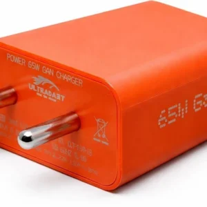 Metron 65W GaN Fast Wall Charger Adapter – Ultra-Compact Power Delivery (PD) Charger for Laptops, MacBooks, iPhones & Android Smartphones (Orange)