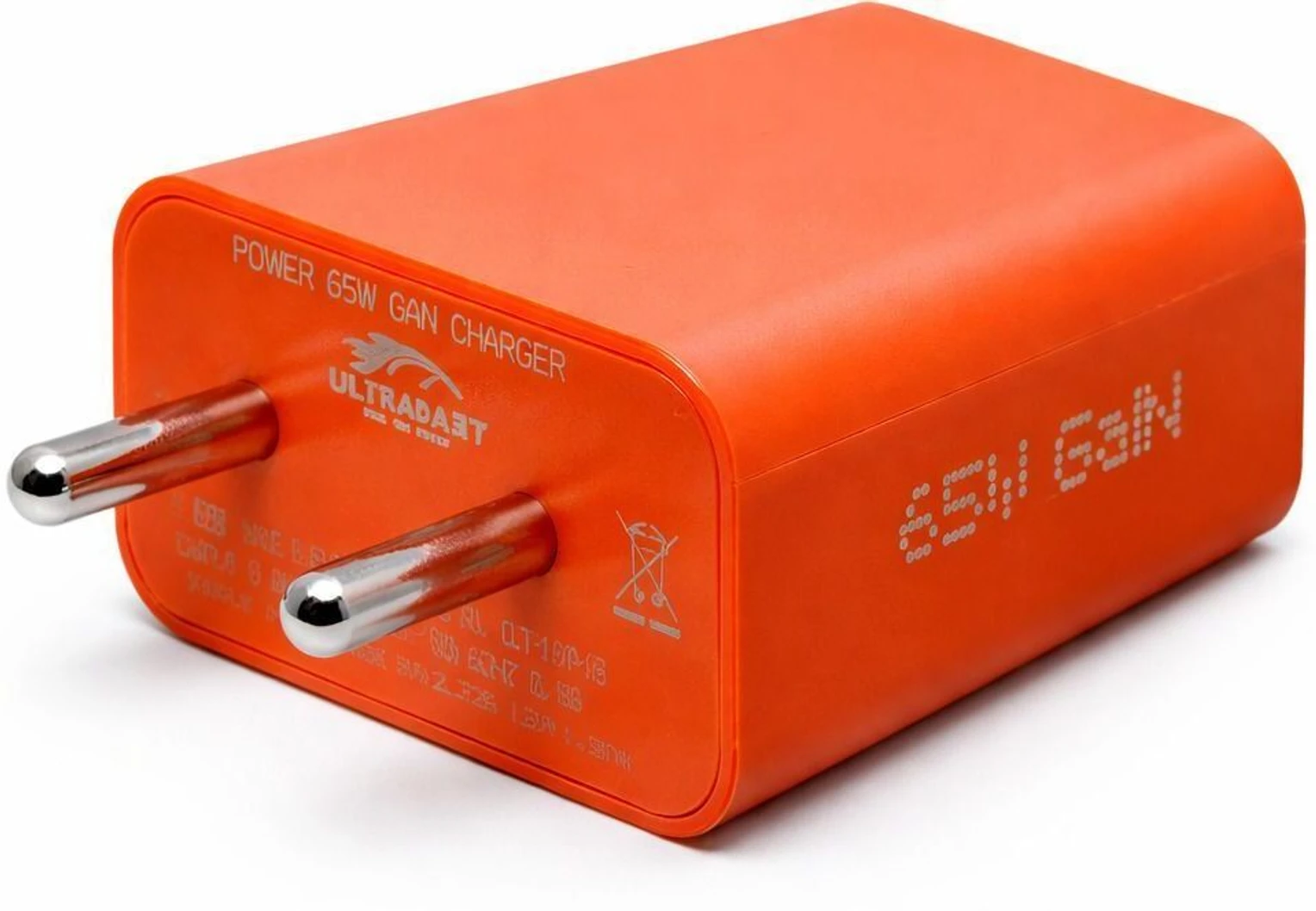 Metron 65W GaN Fast Wall Charger Adapter – Ultra-Compact Power Delivery (PD) Charger for Laptops, MacBooks, iPhones & Android Smartphones (Orange)