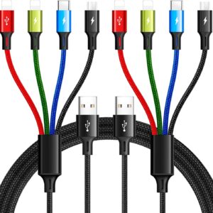 Metron 3-in-1 Fast Charging Cable | USB to Type-C, Lightning & Micro USB Braided Charger Cable | Multi Charging Data Cable