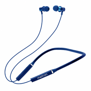 METRON Wireless Bluetooth Neckband Earphones | Magnetic Earbuds | HD Sound | Long Battery Backup | Blue