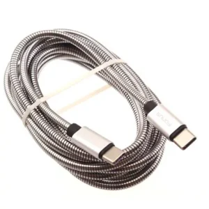 METRON Type-C Metal Spring Data Cable | Fast Charging & High-Speed Sync Cable | Premium Stainless Steel USB-C Cable