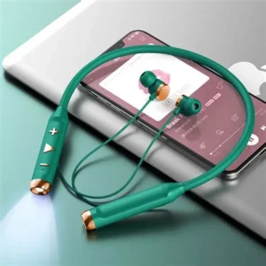 Wireless Bluetooth Neckband Earphones with Magnetic Earbuds, Deep Bass & HD Calling – Green.