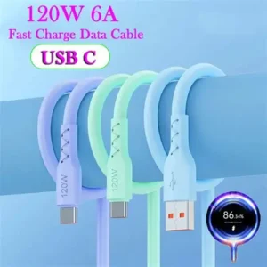 METRON 120W 6A Fast Charging USB Type-C Data Cable | High-Speed Charging & Data Sync Cable | Soft Silicone Cable