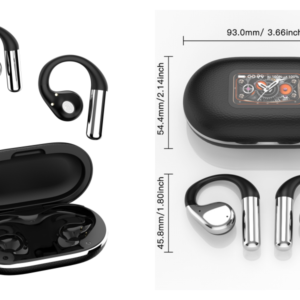 Metron Wireless Open-Ear Bluetooth Earbuds with Smart Digital Display Charging Case – HD Sound & ENC Calling Earphones