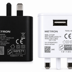 Metron 30W Fast Charging USB Wall Adapter for Smartphones & Tablets (Black/White)