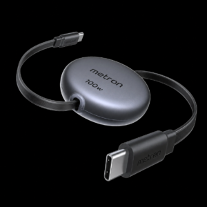 METRON 100W Retractable USB Type-C Fast Charging Cable | PD Fast Charge | High-Speed Data Transfer Cable