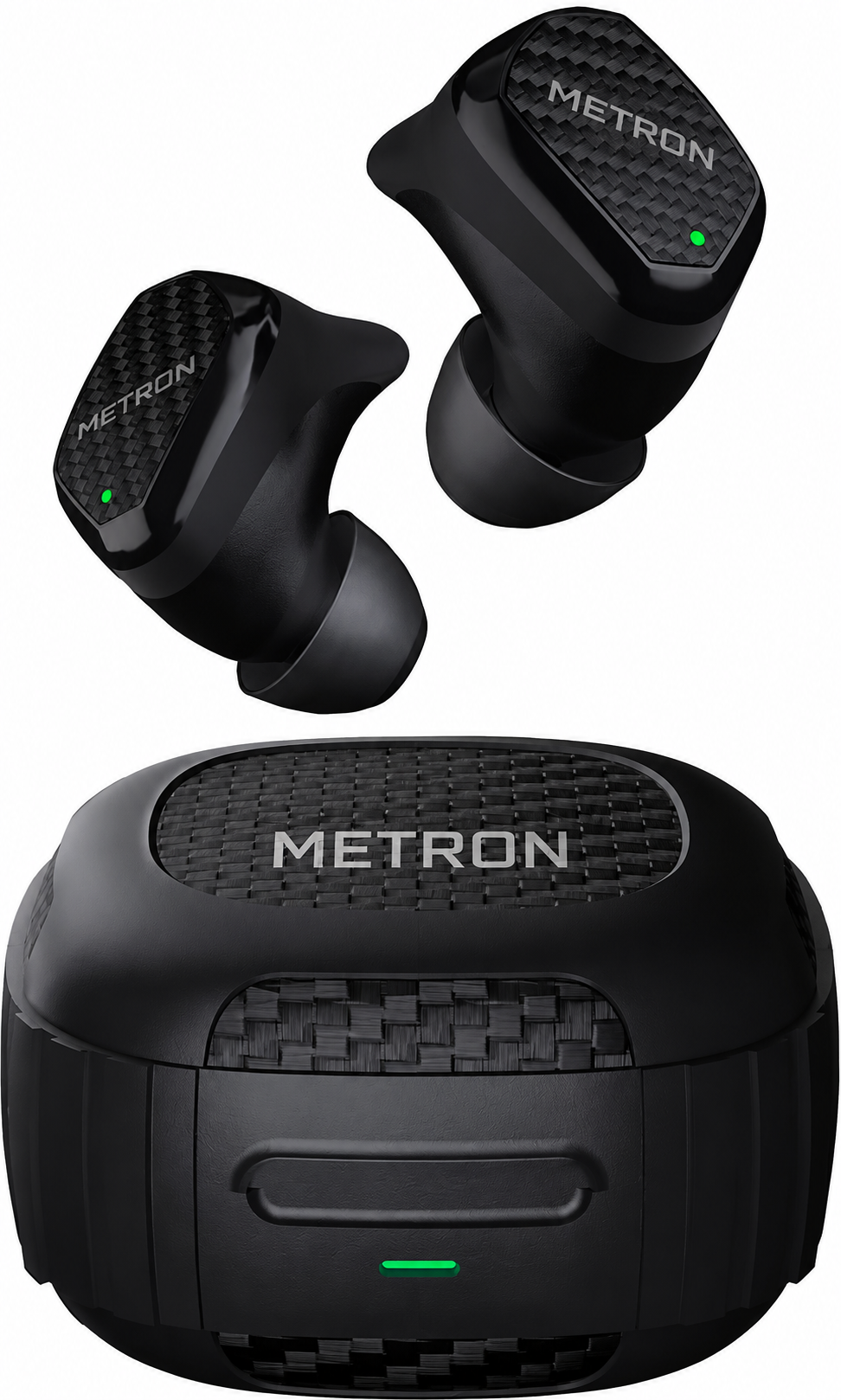 Metron True Wireless Bluetooth Earbuds with Premium Carbon Fiber Design, Deep Bass Sound & Fast Charging Case - Image 2