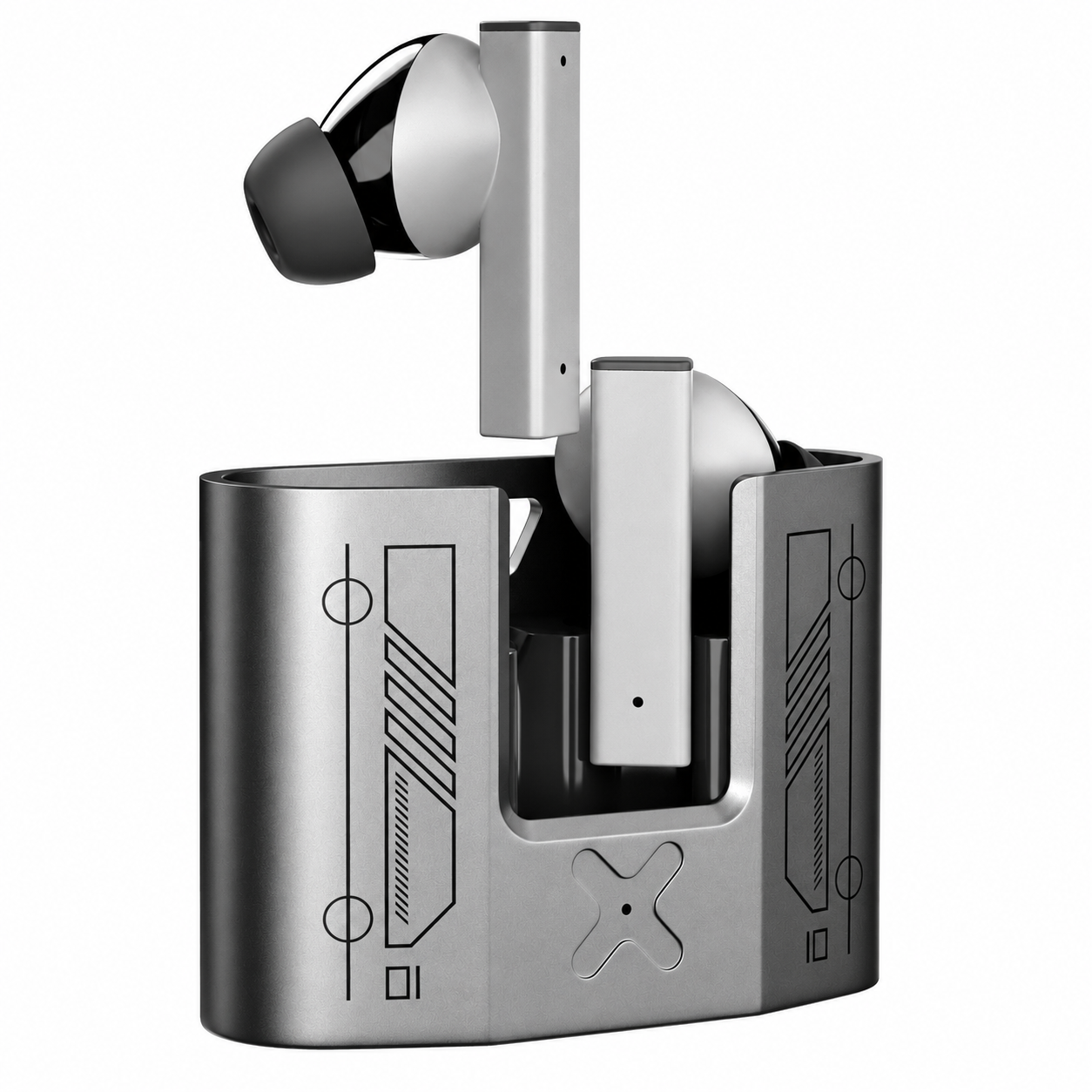 METRON True Wireless Bluetooth Earbuds with Transparent Charging Case, Bluetooth 5.3, ENC Noise Cancellation, HD Stereo Sound, Touch Control, Deep Bass (Grey)