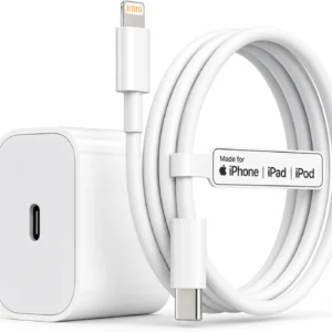 Metron 20W USB-C Fast Charger Adapter with USB-C to Lightning Cable | Compatible with iPhone, iPad & iPod | White