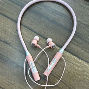 Metron Premium Wireless Bluetooth Neckband Earphones with Magnetic Earbuds, HD Calling & Deep Bass Sound – Pink